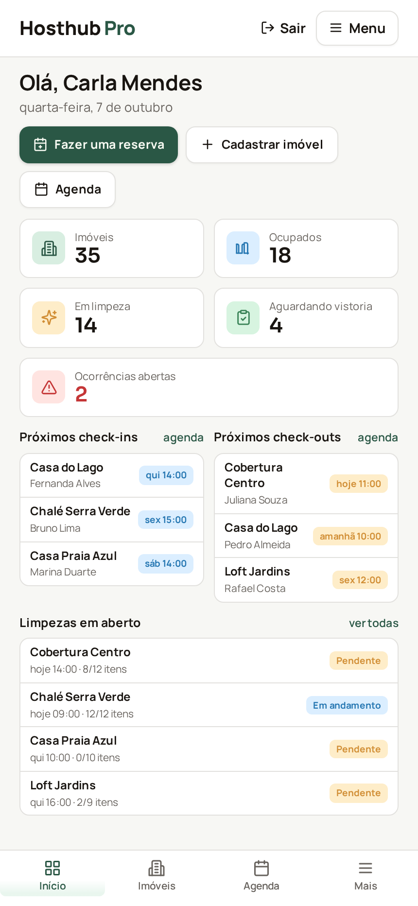 Aplicativo Hosthub Pro no celular